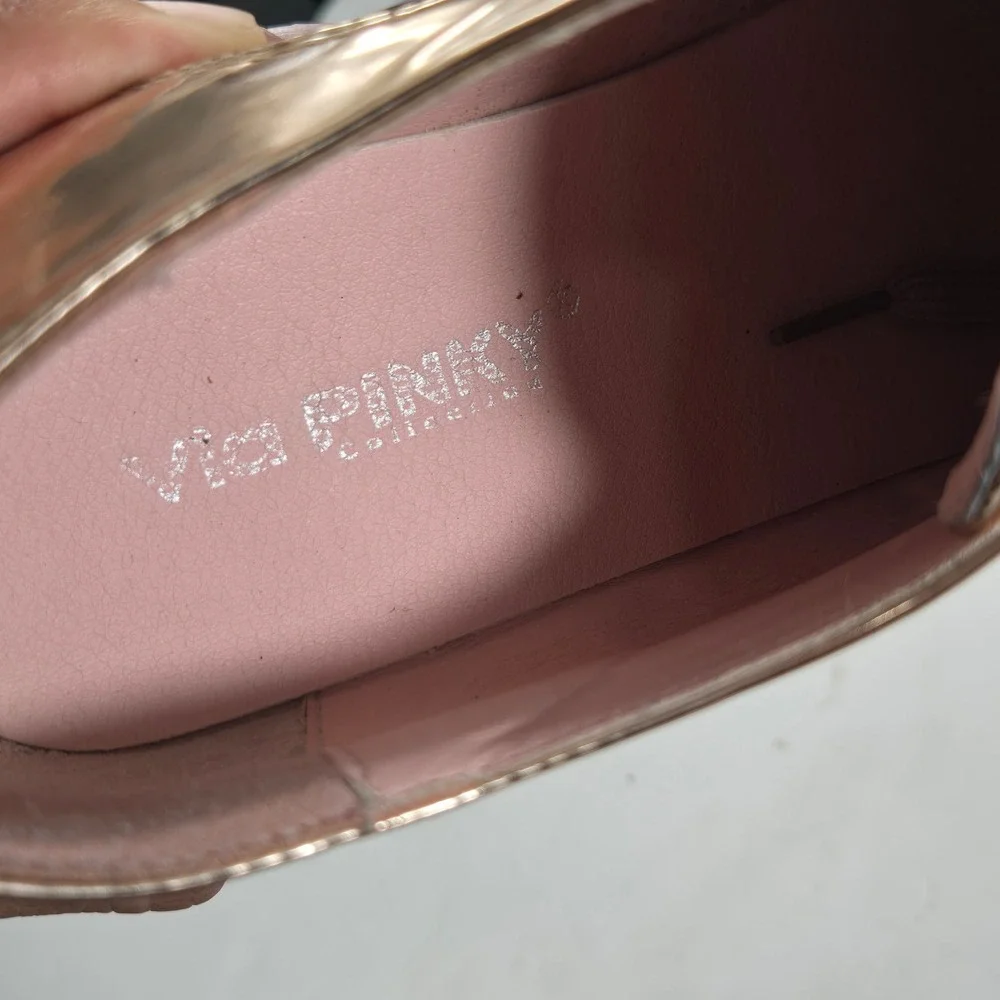 Via Pinky Rose Gold Metallic Platform Wedge Oxfords Size 37 Shark Tooth Sole